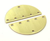 Half Moon Charm, 10 Raw Brass Semi Circle Blanks With 6 Holes (30x15x0.80mm) B0161