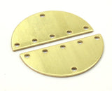 Half Moon Charm, 10 Raw Brass Semi Circle Blanks With 6 Holes (30x15x0.80mm) B0161