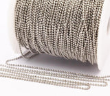 Silver Brass Chain, 20 Meters 66 Feet 1.5 Mm Silver Tone Brass Faceted Ball Chain - W71