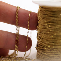 1mm Ball Chain, 5 Meters - 16.5 Feet (1mm) Raw Brass Faceted Ball Chain - Brs 4 ( Z006 )