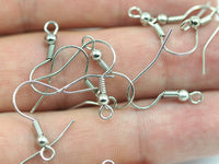 Silver Earring Hooks, Wires, 100 Nickel Free Brass Ear Wires Earring Findings (20mm) Brs 193 A0920