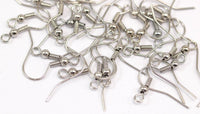 Silver Earring Hooks, Wires, 100 Nickel Free Brass Ear Wires Earring Findings (20mm) Brs 193 A0920