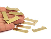 Shiny Bracelet Components, 20 Raw Brass Bracelet Parts Connectors (35x10x0.80mm) Brc140--d0417