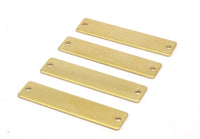 Rectangle Stamping Blank, 24 Raw Brass Rectangle Stamping Blanks With 2 Holes Pendants (35x8x0.80mm) A0842