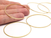 50mm Circle Connectors, 12 Raw Brass Circle Connectors (50x1x1mm) Bs 1083