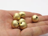 12 Raw Brass Ball Beads 14 Mm Bs-1085--n572