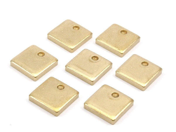 Brass Square Charm, 6 Raw Brass Squares (15x3mm) Y206
