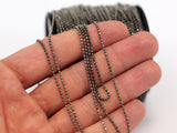 Gunmetal Faceted Chain, 5 Meters 16 Feet (1.5mm) Gunmetal Brass Faceted Ball Chain - W74 ( Z132 )