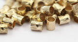 Textured Tube Bead, 100 Raw Brass Industrial Textured Tube Bead Findings, (5x4mm) A0712