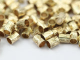 Textured Tube Bead, 100 Raw Brass Industrial Textured Tube Bead Findings, (5x4mm) A0712