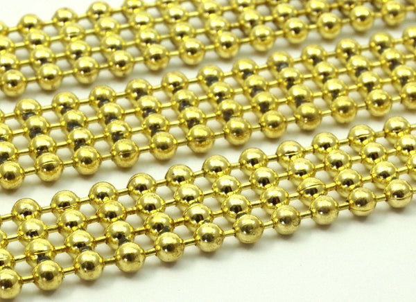 Ball Bracelet Chain, 17m - Raw Brass 4 Soldered Strand Ball Chain (13x3.2mm) Z103