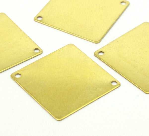 Brass Geometric Pendant, 24 Raw Brass Square Stamping Connectors With 2 Holes (20x20mm) D0273