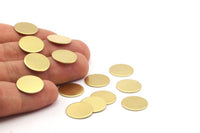 Raw Brass Disc, 10 Raw Brass Stamping Blanks Discs Without Holes (15x0.80mm) Y307 Y037
