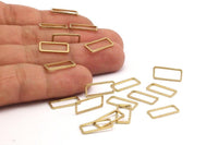 Brass Rectangle Connector, 50 Raw Brass Open Rectangle Connectors (7x15x0.8mm) D0326