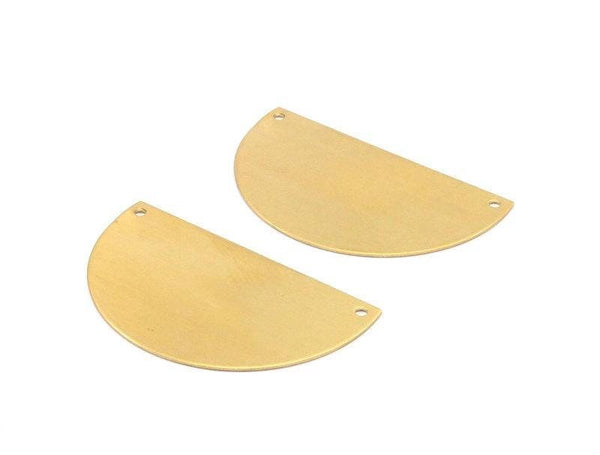 Half Moon Blank, 3 Raw Brass Semi Circle Blanks With 2 Holes (55x33x0.80mm) D0002