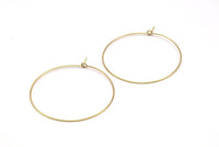 Brass Earring Wires, 50 Raw Brass Earring Wires (45x0.7mm) Bs 1079