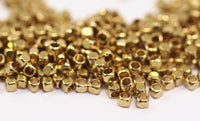 100 Raw Brass Tiny Square Cube Space Beads (2 Mm) (b0071)