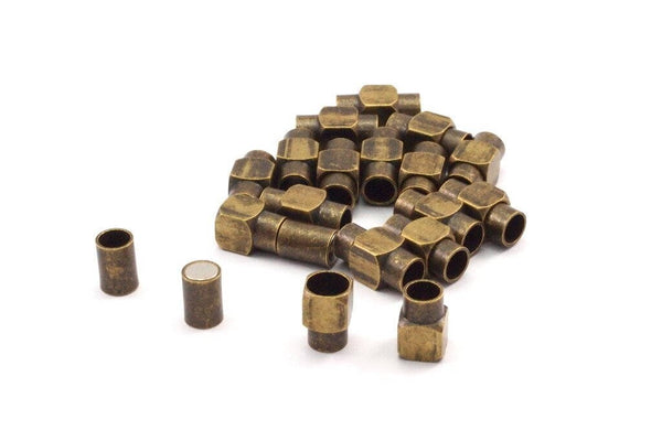 Brass Magnetic Clasp, 5 Antique Brass Magnetic Clasps For 6mm Leather Cord (16x8mm) D0376