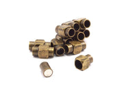 Brass Magnetic Clasp, 5 Antique Brass Magnetic Clasps For 6mm Leather Cord (16x8mm) D0376