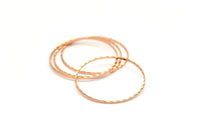 Rose Gold Circle Finding, 10 Rose Gold Plated Brass Textured Circle Ring Findings (30mm) A0589
