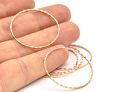 Rose Gold Circle Finding, 10 Rose Gold Plated Brass Textured Circle Ring Findings (30mm) A0589