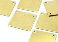 Brass Square Blank, 20 Raw Brass Square Blanks With 2 Holes (16x0.50mm) D0303