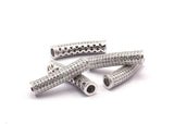 1 Silver Tone Tube , Hole Size 4mm. Cz Cubic Zirconia Micro Pave Beads 29x7mm Hole Size 4mm W00710 R062
