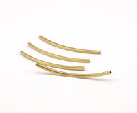 Square Noodle Tubes - 50 Raw Brass Square Curved Tubes (50x2x2mm) Brc273