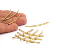 Square Noodle Tubes - 50 Raw Brass Square Curved Tubes (50x2x2mm) Brc273