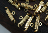 Slide Lock Clasp, 50 Raw Brass 4 Strand Slide Lock Clasps, Findings (12x6mm) Brs 610 A0711