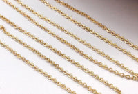Gold Plated Chain, 20 Meters - 66 Feet (1.5x1.2mm) Gold Plated Brass Chain - Y006 (z161)