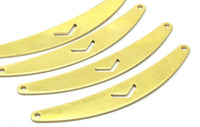 Chevron Choker Pendant - 4 Raw Brass Chevron Choker Pendants With 2 Holes (66x9mm) Chv 169-56 (b0045)