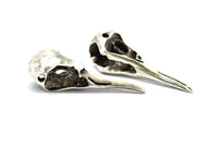 Bird Skull Charm, 2 Antique Silver Plated Brass Bird Skull Necklace Pendants, (32x11x10mm) N0492 H0443