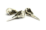 Bird Skull Charm, 2 Antique Silver Plated Brass Bird Skull Necklace Pendants, (32x11x10mm) N0492 H0443