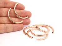Rose Gold Noodle Tubes - 5 Rose Gold Plated Brass Semi Circle Curved Tube Beads (3x35mm) D263
