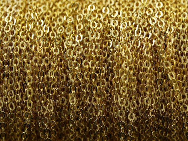 Gold Tone, Brass Solder Chain, 5 Meters - 16.5 Feet (1.5x2mm) Gold Tone Brass Soldered Chain - Y006 ( Z016 )