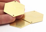8 Raw Brass Hexagon Stamping Blanks 2 Holes (35x0.80 Mm) A0798