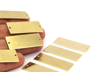 Customized Name Bar, 12 Raw Brass Rectangle Stamping Blank With 2 Holes Pendants (40x15x0.80mm) A0775