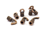 Leather Hook Caps, 2 Oxidised Bronze Leather Cord Ends, Hook Ends For 4mm Leather Cord (17.5x14x7mm) N0313