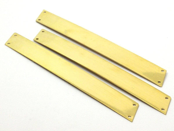 3 Raw Brass Parallelogram Blanks, Extra Long Bars With 4 Holes (15x120mm) Brass 0590