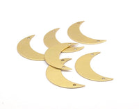 Brass Horn Blank, 10 Raw Brass Moons With 2 Holes, (35x11x0.80mm) Moon -11