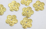 Rose Bead Caps, 40 Raw Brass Rose Shape Bead Caps, Findings (11mm) A0490