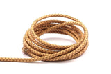 Yellow Braided Leather Cord, 1 Meter Mustard Yellow Leather Cord, Genuine Round Leather Cord (5mm) B501115