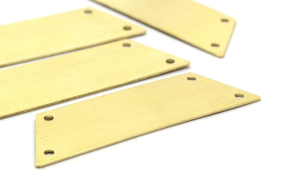 Raw Brass Bracelet, 5 Raw Brass Trapezoid Bracelet Blanks With 4 Holes (15x48mm) Brass 836 (a0603)