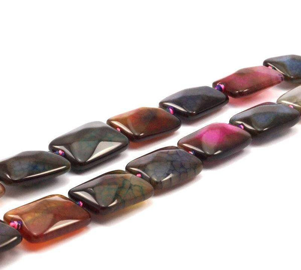Colorful Dyed Agate 25x18 Mm Rectangle Faceted Gemstone Beads Full Strand T003