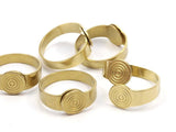 Brass Ring Setting, 20 Raw Brass Adjustable Ring Blanks (18-19mm) Mn51