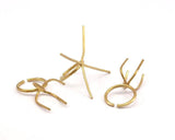 Claw Ring Blank - 5 Raw Brass 4 Claw Ring Blanks For Natural Stones N0044