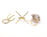 Claw Ring Blank - 5 Raw Brass 4 Claw Ring Blanks For Natural Stones N0044