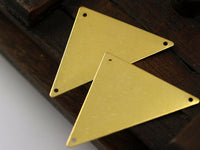 Raw Brass Triangle, 10 Raw Brass Triangle Pendants With 3 Holes (45x35x35mm) Brs 3099 A0046