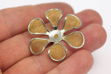 12 Brass And Silver Color Wire Flower Filigree , Findings D128--c053